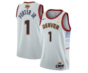 Men's Denver Nuggets #1 Michael Porter Jr. White 2023 Finals Champions Icon Edition Stitched Basketball Jersey