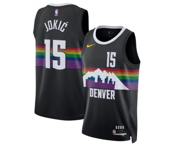 Men's Denver Nuggets #15 Nikola Jokic Black 2025-26 City Edition Stitched Basketball Jersey