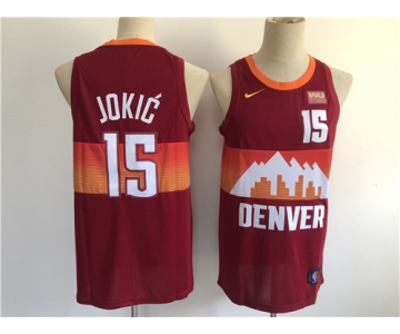 Men's Denver Nuggets #15 Nikola Jokic Swingman Red Basketball Jersey - 2020-21 City Edition