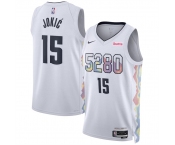 Men's Denver Nuggets #15 Nikola Jokic White 2024-25 City Edition Stitched Basketball Jersey