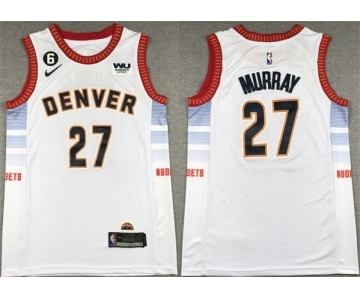 Men's Denver Nuggets #27 Jamal Murray Silver 2022-23 City Edition With NO.6 Patch Stitched Jersey