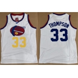 Men's Denver Nuggets #33 David Thompson White Stitched Basketball Jersey