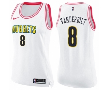 Women's Nike Denver Nuggets #8 Jarred Vanderbilt Swingman White Pink Fashion NBA Jersey
