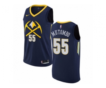 Youth Nike Denver Nuggets #55 Dikembe Mutombo Swingman Navy Blue NBA Jersey - City Edition