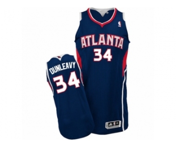 Men's Adidas Atlanta Hawks #34 Mike Dunleavy Authentic Navy Blue Road NBA Jersey