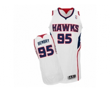 Men's Adidas Atlanta Hawks #95 DeAndre' Bembry Authentic White Home NBA Jersey