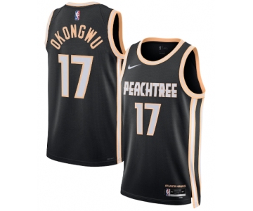 Men's Atlanta Hawks #17 Onyeka Okongwu Black 2025-26 City Edition Swingman Stitched Jersey