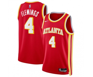 Men's Atlanta Hawks #4 Kingston Flemings Red 2026 Draft Icon Edition Stitched Jersey
