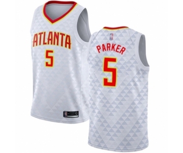Men's Atlanta Hawks #5 Jabari Parker Swingman White Basketball Jersey - Association Edition
