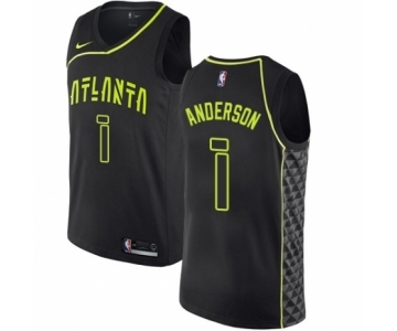 Men's Nike Atlanta Hawks #1 Justin Anderson Authentic Black NBA Jersey - City Edition