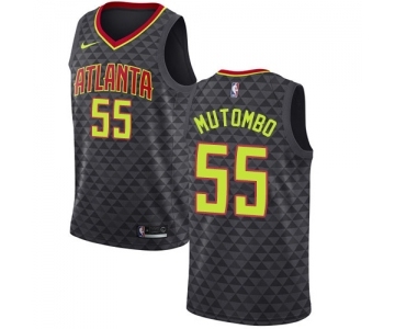 Men's Nike Atlanta Hawks #55 Dikembe Mutombo Swingman Black Road NBA Jersey - Icon Edition