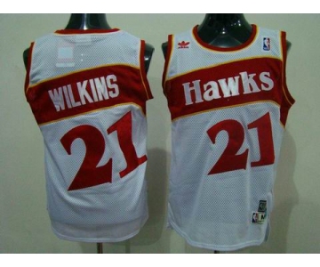 nba atlanta hawks #21 wilkins white