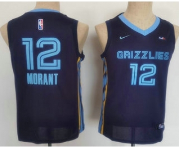 Youth Memphis Grizzlies #12 Ja Morant Black Nike 2021 Stitched Jersey With Sponsor