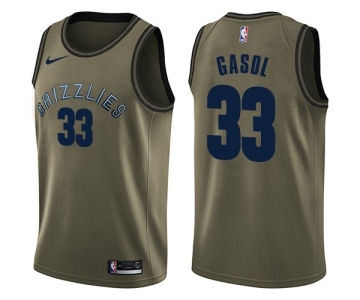Youth Nike Memphis Grizzlies #33 Marc Gasol Swingman Green Salute to Service NBA Jersey