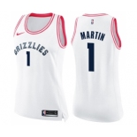 Women's Nike Memphis Grizzlies #1 Jarell Martin Swingman White Pink Fashion NBA Jersey