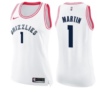 Women's Nike Memphis Grizzlies #1 Jarell Martin Swingman White Pink Fashion NBA Jersey