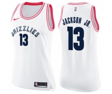 Women's Nike Memphis Grizzlies #13 Jaren Jackson Jr. Swingman White Pink Fashion NBA Jersey