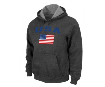 USA Flag Pullover Hoodie D.Grey