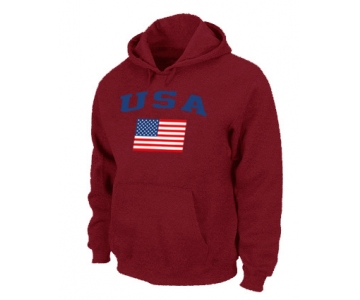 USA Flag Pullover Hoodie red