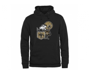 Men's New Orleans Saints Pro Line Black Throwback Logo Pullover Hoodie