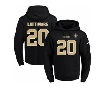 Nike New Orleans Saints #20 Marshon Lattimore Black Name & Number Pullover NFL Hoodie