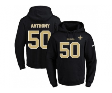 Nike New Orleans Saints #50 Stephone Anthony Black Name & Number Pullover NFL Hoodie