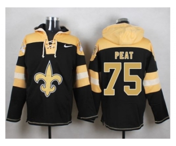 Nike New Orleans Saints #75 Andrus Peat Black Player Pullover Hoodie