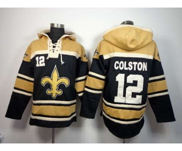 nike nfl jerseys new orleans saints #12 colston gold-black[pullover hooded sweatshirt]