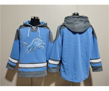 Men's Detroit Lions Blank Blue Ageless Must-Have Lace-Up Pullover Hoodie