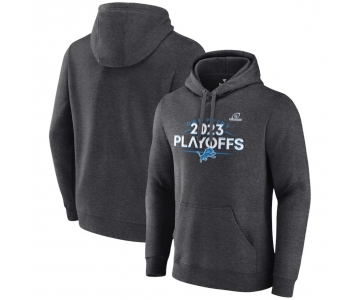 Men's Detroit Lions Heather Charcoal 2023 Playoffs Fleece Pullover Hoodie