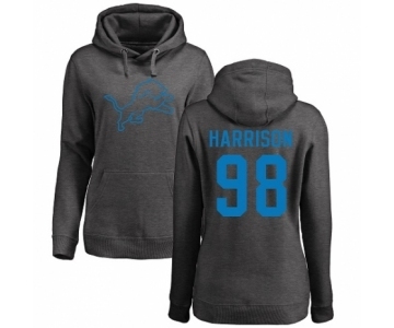 NFL Women's Nike Detroit Lions #98 Damon Harrison Ash One Color Pullover Hoodie
