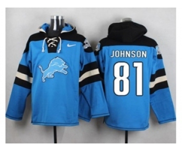 Nike Detroit Lions #81 Calvin Johnson Blue Player Pullover NFL Hoodie