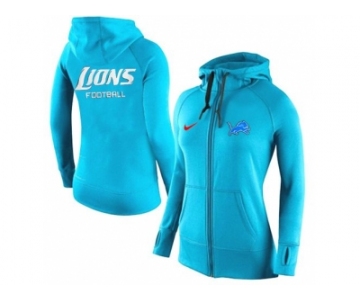 Women Nike Detroit Lions Full-Zip Performance Hoodie Light Blue