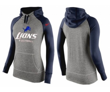 Women Nike Detroit Lions Performance Hoodie Grey & Dark Blue