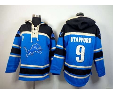 nike nfl jerseys detroit lions #9 stafford black-blue[pullover hooded sweatshirt]