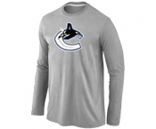 NHL Vancouver Canucks Orange Big & Tall Logo Grey Long Sleeve T-Shirt