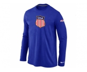 Nike Team USA Hockey Winter Olympics KO Collection Locker Room Long Sleeve T-Shirt Blue