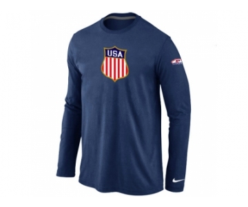 Nike Team USA Hockey Winter Olympics KO Collection Locker Room Long Sleeve T-Shirt D.Blue