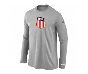 Nike Team USA Hockey Winter Olympics KO Collection Locker Room Long Sleeve T-Shirt L.Grey