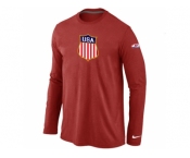 Nike Team USA Hockey Winter Olympics KO Collection Locker Room Long Sleeve T-Shirt Red