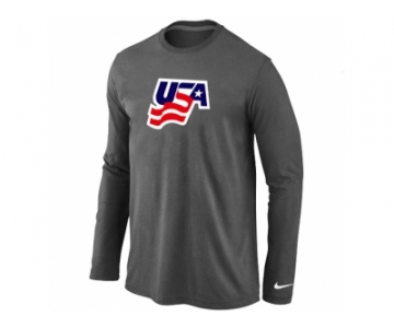 Nike USA Graphic Legend Performance Collection Locker Room Long Sleeve T-Shirt D.Grey