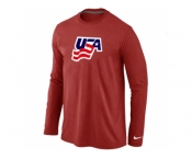 Nike USA Graphic Legend Performance Collection Locker Room Long Sleeve T-Shirt Red