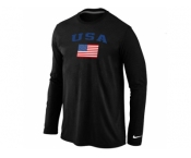 USA Olympics USA Flag Collection Locker Room Long Sleeve T-Shirt Black