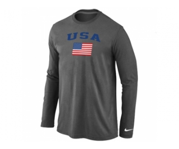USA Olympics USA Flag Collection Locker Room Long Sleeve T-Shirt D.Grey