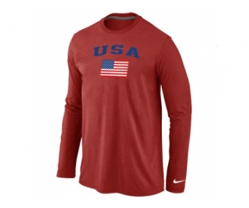 USA Olympics USA Flag Collection Locker Room Long Sleeve T-Shirt Red