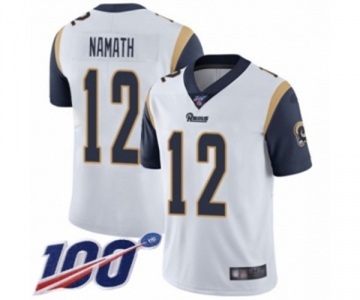 Men's Los Angeles Rams #12 Joe Namath White Vapor Untouchable Limited Player 100th Season Football Jersey