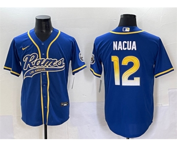 Men's Los Angeles Rams #12 Puka Nacua Royal Cool Base Stitched Baseball Jersey