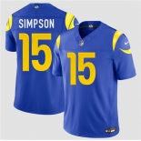 Men's Los Angeles Rams #15 Ty Simpson Royal 2026 Draft F.U.S.E. Vapor Limited Football Stitched Jersey Men's Los Angeles Rams #15 Ty Simpson Royal 2026 Draft F.U.S.E. Vapor Limited Football Stitched Jersey