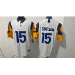 Men's Los Angeles Rams #15 Ty Simpson White 2026 Draft F.U.S.E. Vapor Limited Football Stitched Jersey Men's Los Angeles Rams #15 Ty Simpson White 2026 Draft F.U.S.E. Vapor Limited Football Stitched Jersey