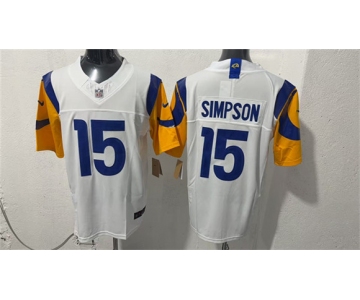 Men's Los Angeles Rams #15 Ty Simpson White 2026 Draft F.U.S.E. Vapor Limited Football Stitched Jersey